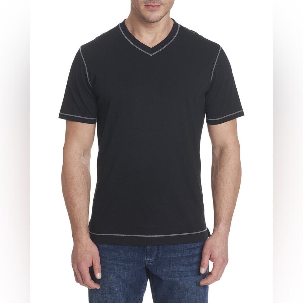 Robert Graham Maxfield Short-Sleeve V-Neck Cotton T-Shirt for Men, size 3XL
